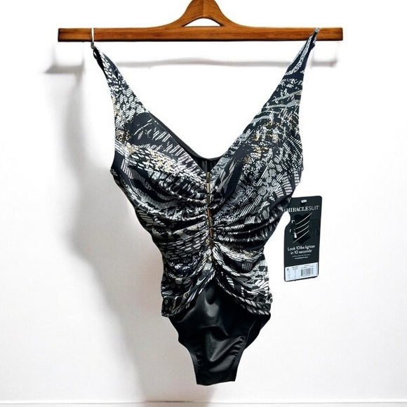 🌻NEW w.tag Miraclesuit Lux Lynx Charmer 1-Piece Slimming Suit Size 8 $194 Retai - Picture 4 of 14